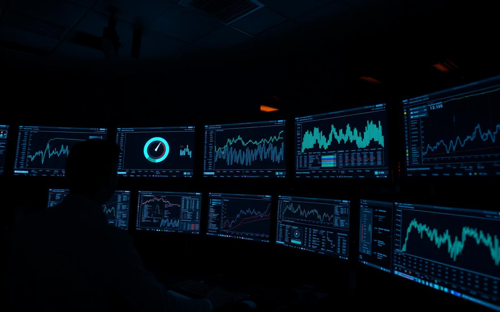 Security analyst monitoring threat detection dashboards in an operations centre